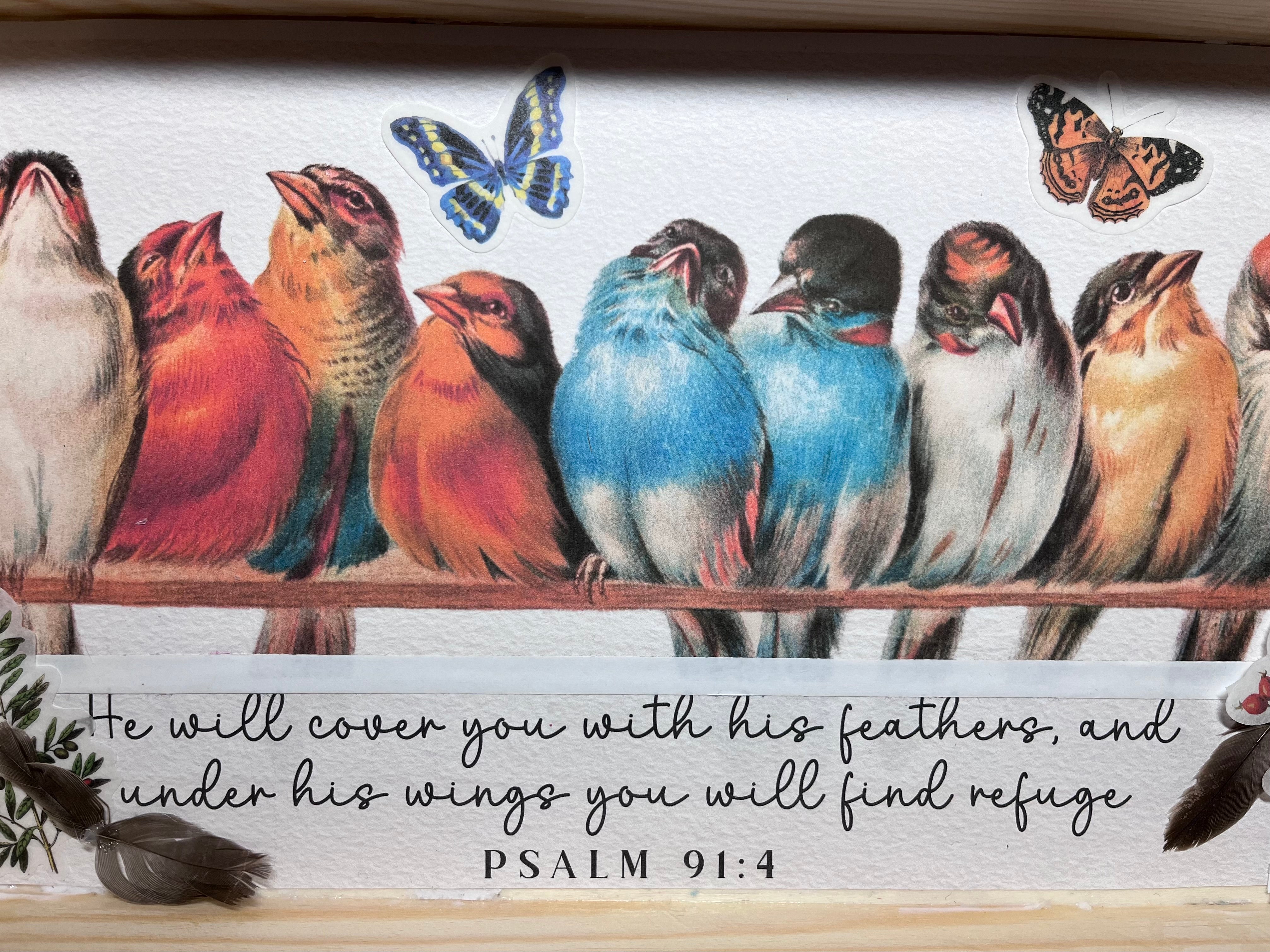 He Will Cover you With His Feathers Scripture Bird Tray| Psalm 91:4| Dresser Tray| Christian Home Decor